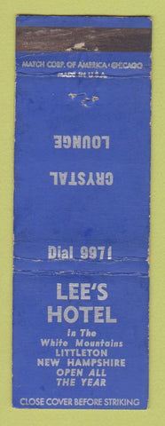 Matchbook Cover - Lee's Hotel Littleton NH WEAR