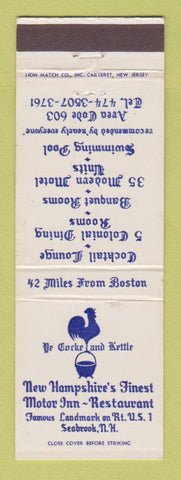 Matchbook Cover - Ye Cocke and Kettle Seabrook NH