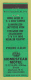Matchbook Cover - Homestead Motel Durham NC