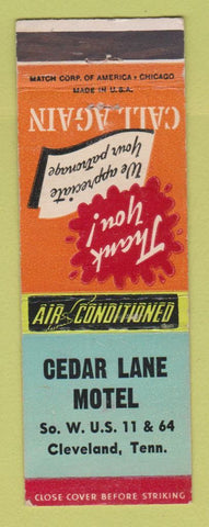 Matchbook Cover - Cedar Lane Motel Cleveland TN