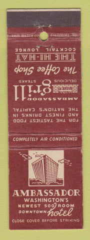 Matchbook Cover - Ambassador Hotel Washington DC