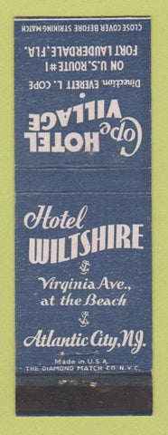 Matchbook Cover - Cope Hotel Village Fort Lauderdale FL Atlantic City Wiltshire
