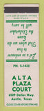 Matchbook Cover - Alta Plaza Court Austin TX