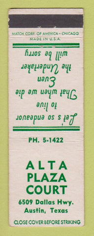 Matchbook Cover - Alta Plaza Court Austin TX