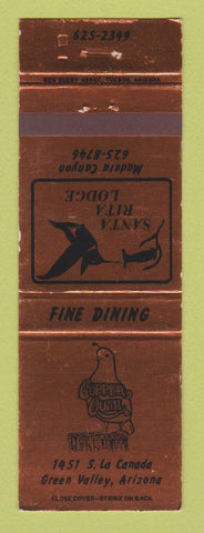 Matchbook Cover - Copper Quail Green Valley AZ Santa Rita Lodge Madera Canyon