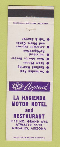 Matchbook Cover - La Hacienda Motor Hotel Restaurant Nogales AZ