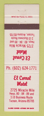 Matchbook Cover - El Corral Motel Tucson AZ