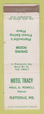 Matchbook Cover - Hotel Tracy Platteville WI WEAR