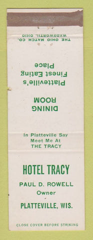 Matchbook Cover - Hotel Tracy Platteville WI WEAR