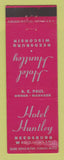 Matchbook Cover - Hotel Huntley Reedsburg WI WORN