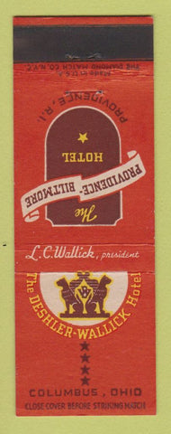 Matchbook Cover - Deshler Wallick Hotel Columbus OH Providence RI Biltmore