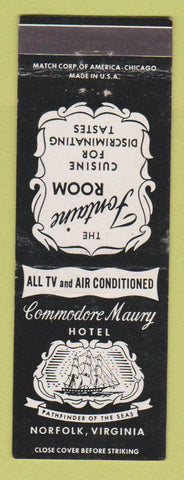 Matchbook Cover - Commodore Maury Hotel Norfolk VA