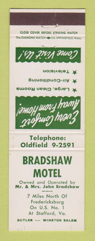 Matchbook Cover - Bradshaw Motel Stafford VA