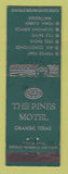 Matchbook Cover - Pines Motel Orange TX