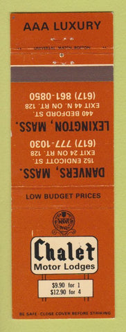 Matchbook Cover - Chalet Motor Lodges Danvers Lexington MA