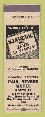 Matchbook Cover - Paul Revere Motel Lexington MA