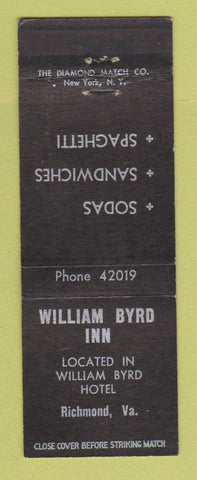 Matchbook Cover - William Byrd Inn Richmond VA