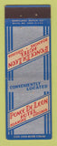 Matchbook Cover - Ponce De Leon Hotel Roanoke VA