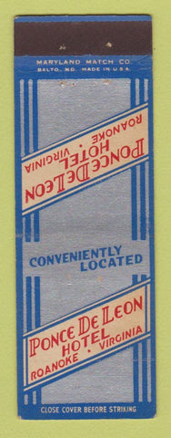 Matchbook Cover - Ponce De Leon Hotel Roanoke VA