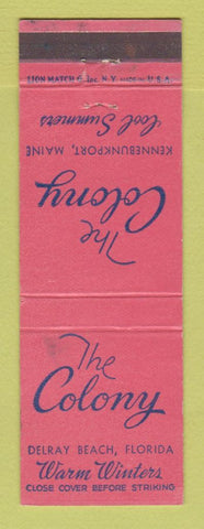 Matchbook Cover - The Colony Delray Beach FL Kennebunkport ME