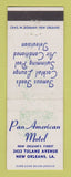 Matchbook Cover - Pan American Motel New Orleans LA WORN