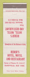 Matchbook Cover - Reber's Hotel Motel Restaurant Barryville NY