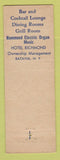 Matchbook Cover - Hotel Richmond Batavia NY