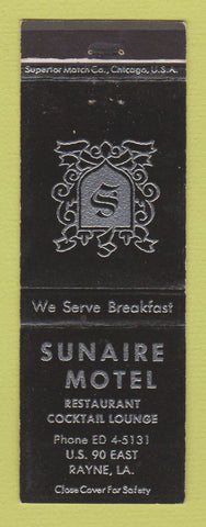 Matchbook Cover - Sunaire Motel Rayne LA