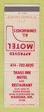 Matchbook Cover - Trails Inn Motel Restaurant Waukesha WI