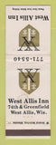 Matchbook Cover - West Allis Inn WI WEAR