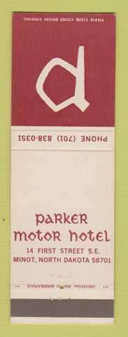 Matchbook Cover - Parker Motor Hotel Minot ND