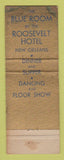 Matchbook Cover - Roosevelt Hotel New Orleans LA Blue Room