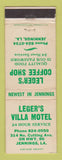 Matchbook Cover - Leger's Villa Motel Jennings LA Leger's Coffee Shop WEAR