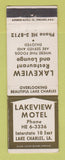 Matchbook Cover - Lakeview Motel Lake Charles LA