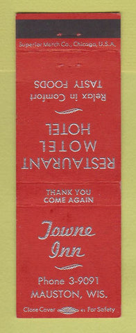 Matchbook Cover - Towne Inn Mauston WI restaurant motel