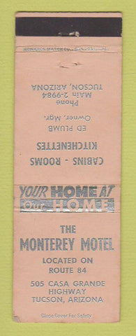 Matchbook Cover - Monterey Motel Tucson AZ WEAR