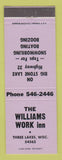 Matchbook Cover - Williams Work Inn Three Lakes WI