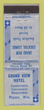 Matchbook Cover - Grand View Hotel Ripon WI