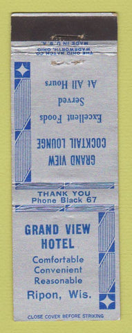 Matchbook Cover - Grand View Hotel Ripon WI
