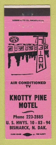 Matchbook Cover - Knotty Pine Motel Bismarck ND PINK