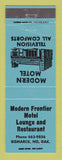 Matchbook Cover - Modern Frontier Motel Bismarck ND BLUE