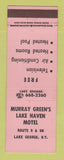 Matchbook Cover - Murray Green's Lake Haven Motel Lake George NY NEON RED