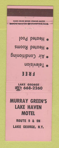 Matchbook Cover - Murray Green's Lake Haven Motel Lake George NY NEON RED