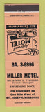 Matchbook Cover - Miller Motel St Joseph MO WORN