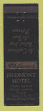 Matchbook Cover - Piedmont Motel Leesburg VA