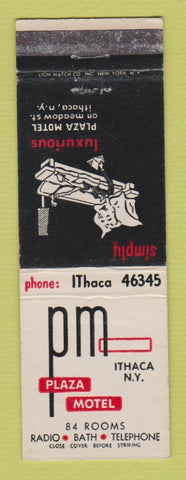 Matchbook Cover - Plaza Motel Ithaca NY
