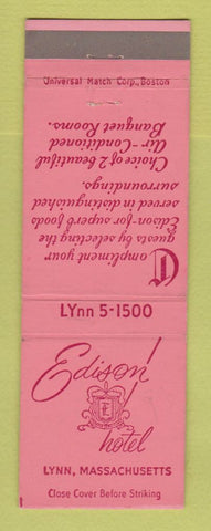 Matchbook Cover - Edison Hotel Lynn MA