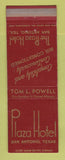 Matchbook Cover - Plaza Hotel San Antonio TX WEAR