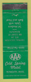 Matchbook Cover - Cold Spring Motel Plymouth MA WEAR
