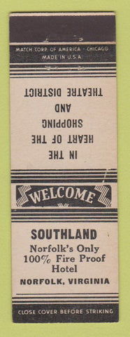Matchbook Cover - Southland Hotel Norfolk VA